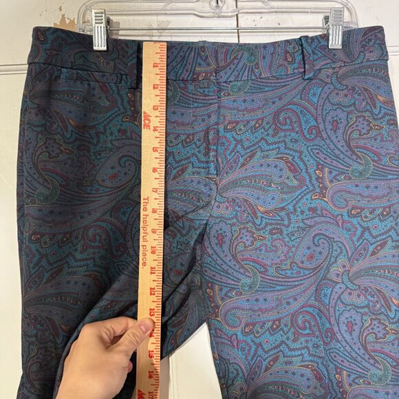 Talbots Hampshire Ankle Pants Paisley Print Straight Leg Size 10 Stretch Career - Picture 4 of 10